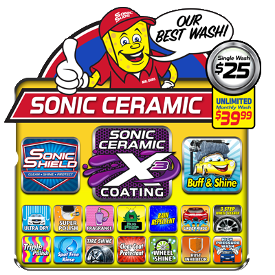 Sonic Ceramic Package, Sonic Suds, full service car wash, car wash service, express car wash, Greenville, South Carolina