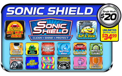 Sonic Sheild Package, Sonic Suds, full service car wash, car wash service, express car wash, Greenville, South Carolina